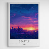 Affiche décorative Seattle la nuit - Créations d'Agathe