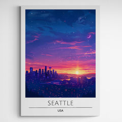 Affiche décorative Seattle la nuit - Créations d'Agathe