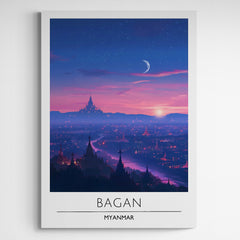 Affiche décorative Bagan la nuit - Créations d'Agathe