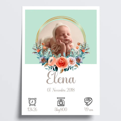 Affiche de naissance personnalisée avec photos et couleurs