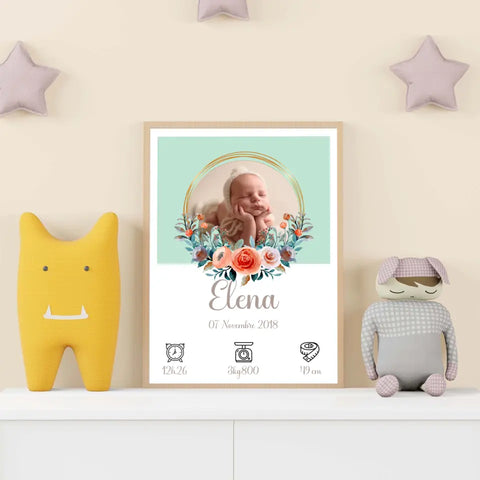 Affiche de naissance personnalisée avec photos et couleurs
