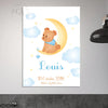 Affiche de naissance avec un ours sur la lune - Créations d'Agathe