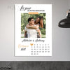 Affiche couple personnalisée calendrier date de rencontre avec photo