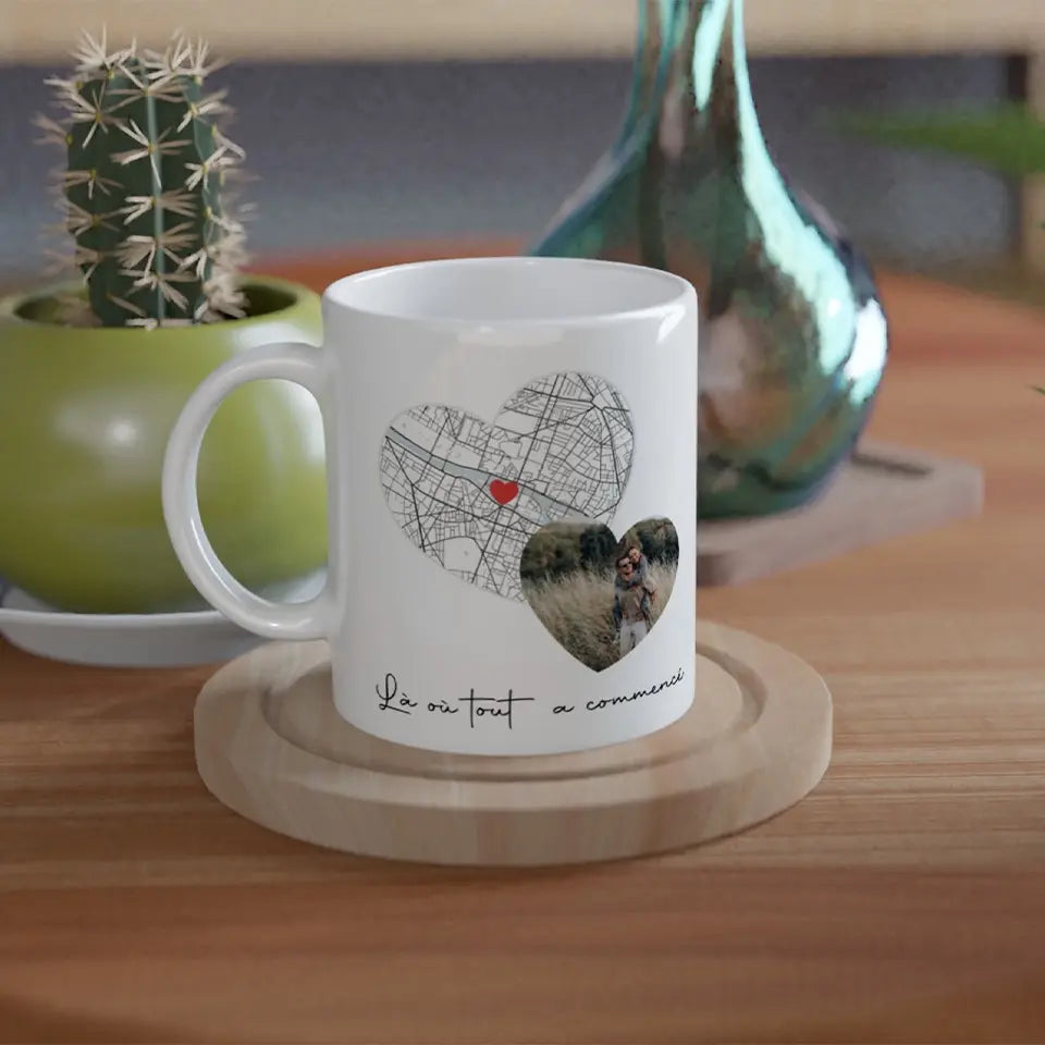 Tasse magique personnalisé "Là où tout a commencé" avec photo - Créations d'Agathe