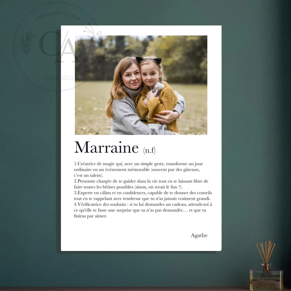 Affiche définition Marraine - Créations d'Agathe