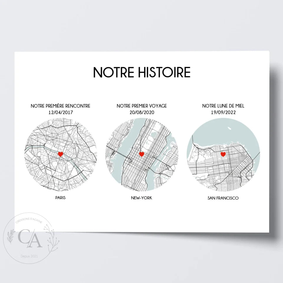 Affiche personnalisée -  Notre Histoire - Moments clés d'une histoire - Créations d'Agathe