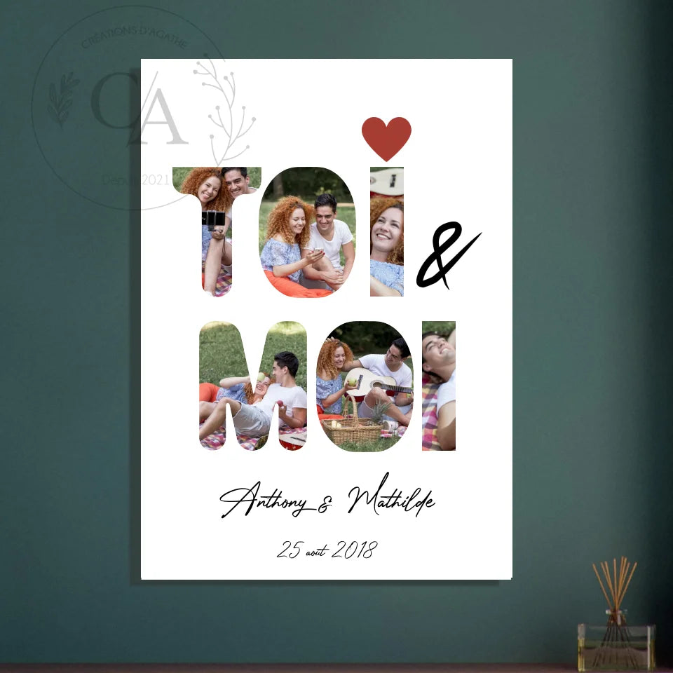 Affiche personnalisée Pêle-mêle "Toi & Moi"