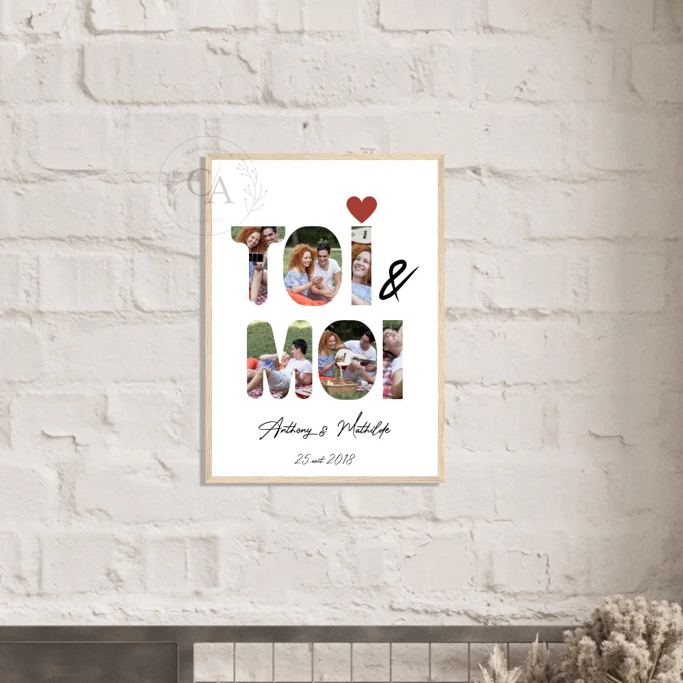 Affiche personnalisée Pêle-mêle "Toi & Moi"