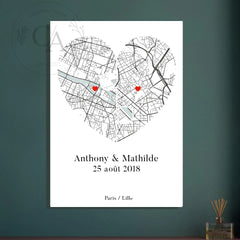 Affiche carte personnalisée - Coeur en puzzle