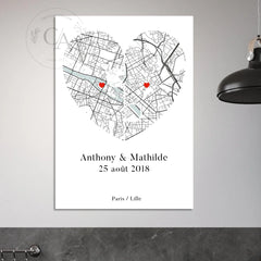 Affiche carte personnalisée - Coeur en puzzle