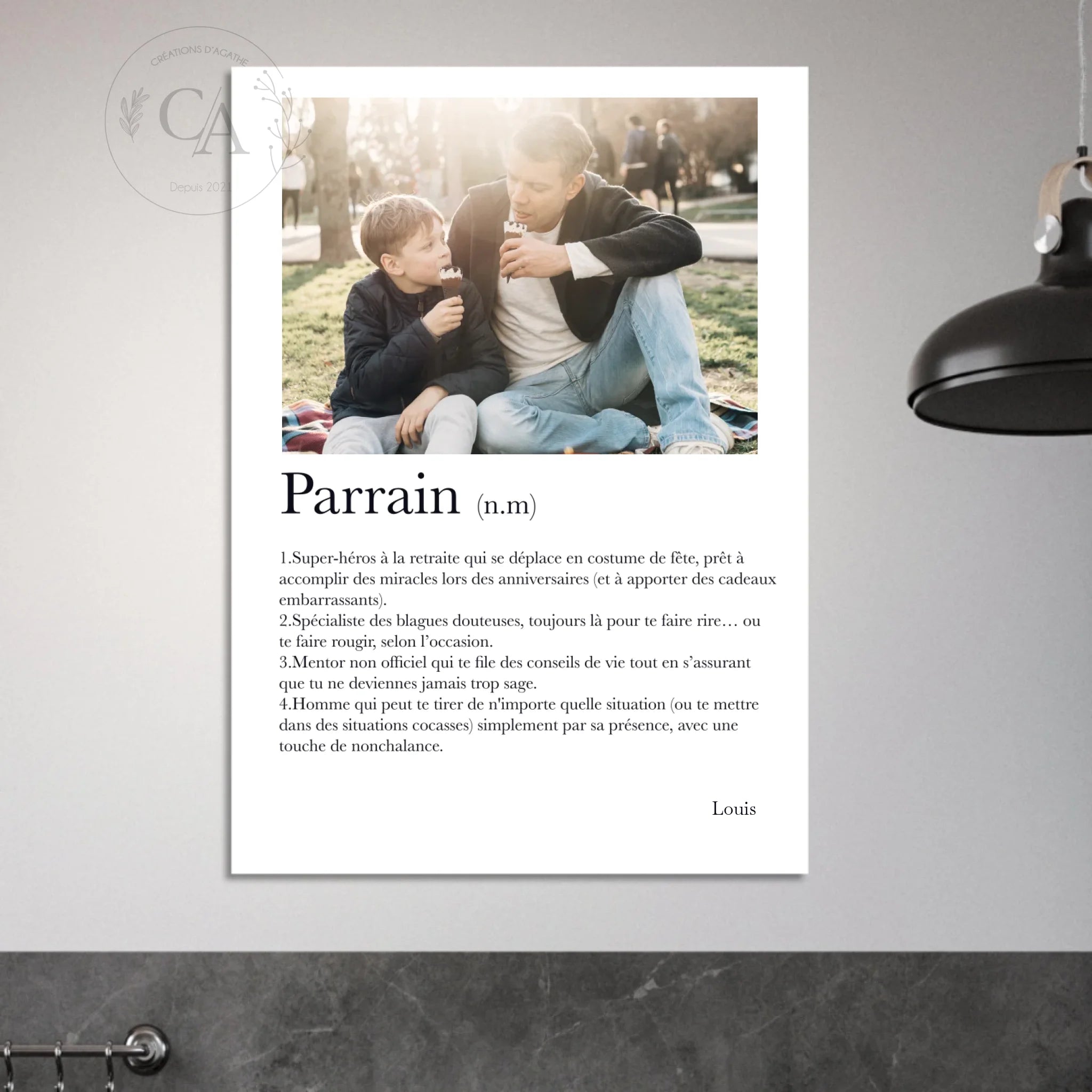 Affiche personnalisée définition parrain avec photo - Créations d'Agathe