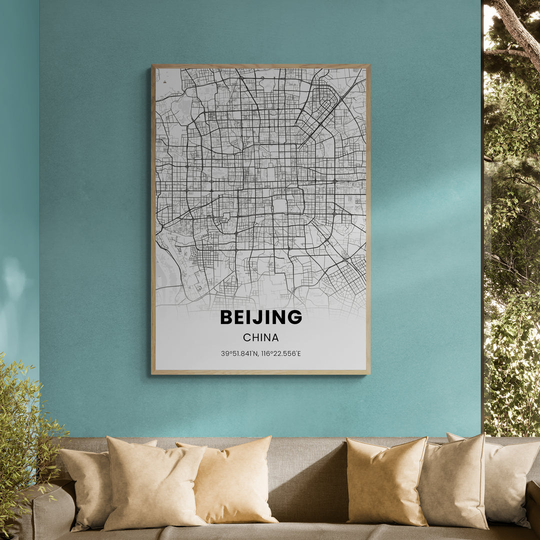 Affiche carte de Beijing