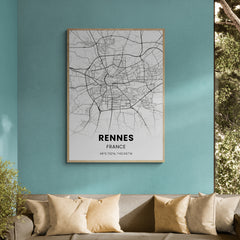 Affiche carte de Rennes