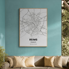 Affiche carte de Reims