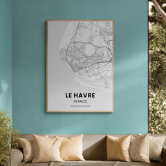Affiche carte de Le Havre