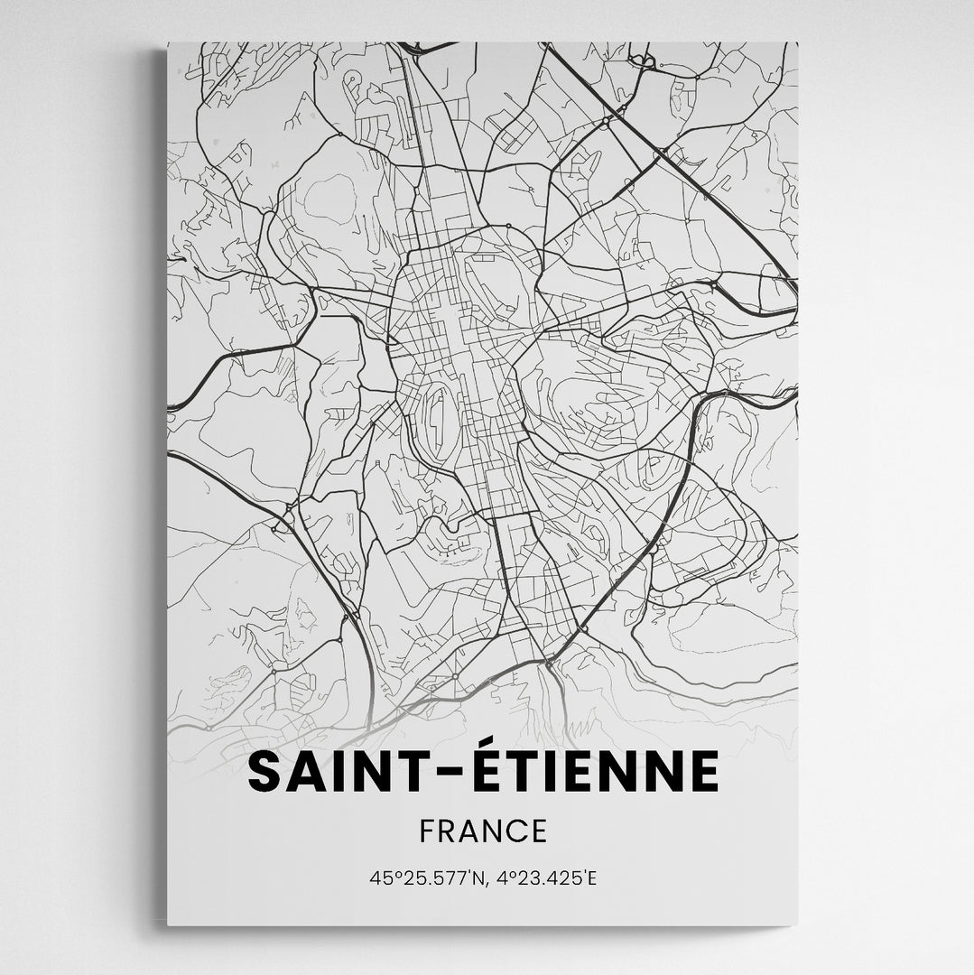 Affiche carte de Saint-Etienne