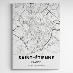 Affiche carte de Saint-Etienne