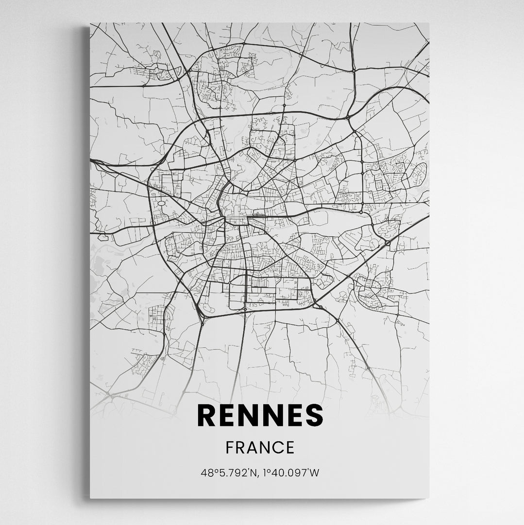 Affiche carte de Rennes