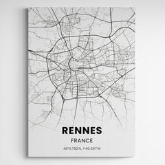 Affiche carte de Rennes