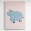 Affiche pour enfants - Hippopotame sur fond rose - Créations d'Agathe